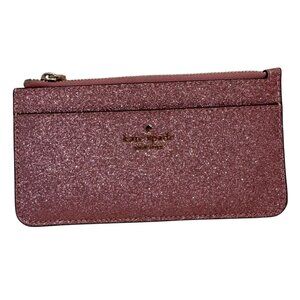 NWOT Kate Spade Pink Glitter Cardholder Wallet With Zip Pocket